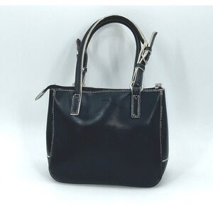 Mondani Black Faux Leather Mini Satchel Top Handle Y2K Minimalist Tote